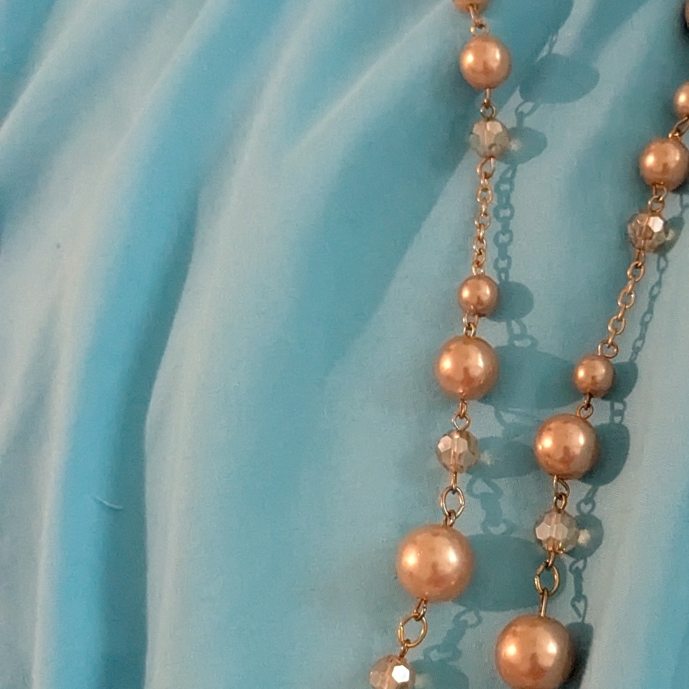 Gold Pearl Necklace with Dainty Chain